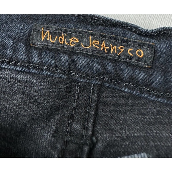 Nudie Tube Tom Black Carbon Mens Jeans Size 33X27 Excellent - Picture 5 of 6